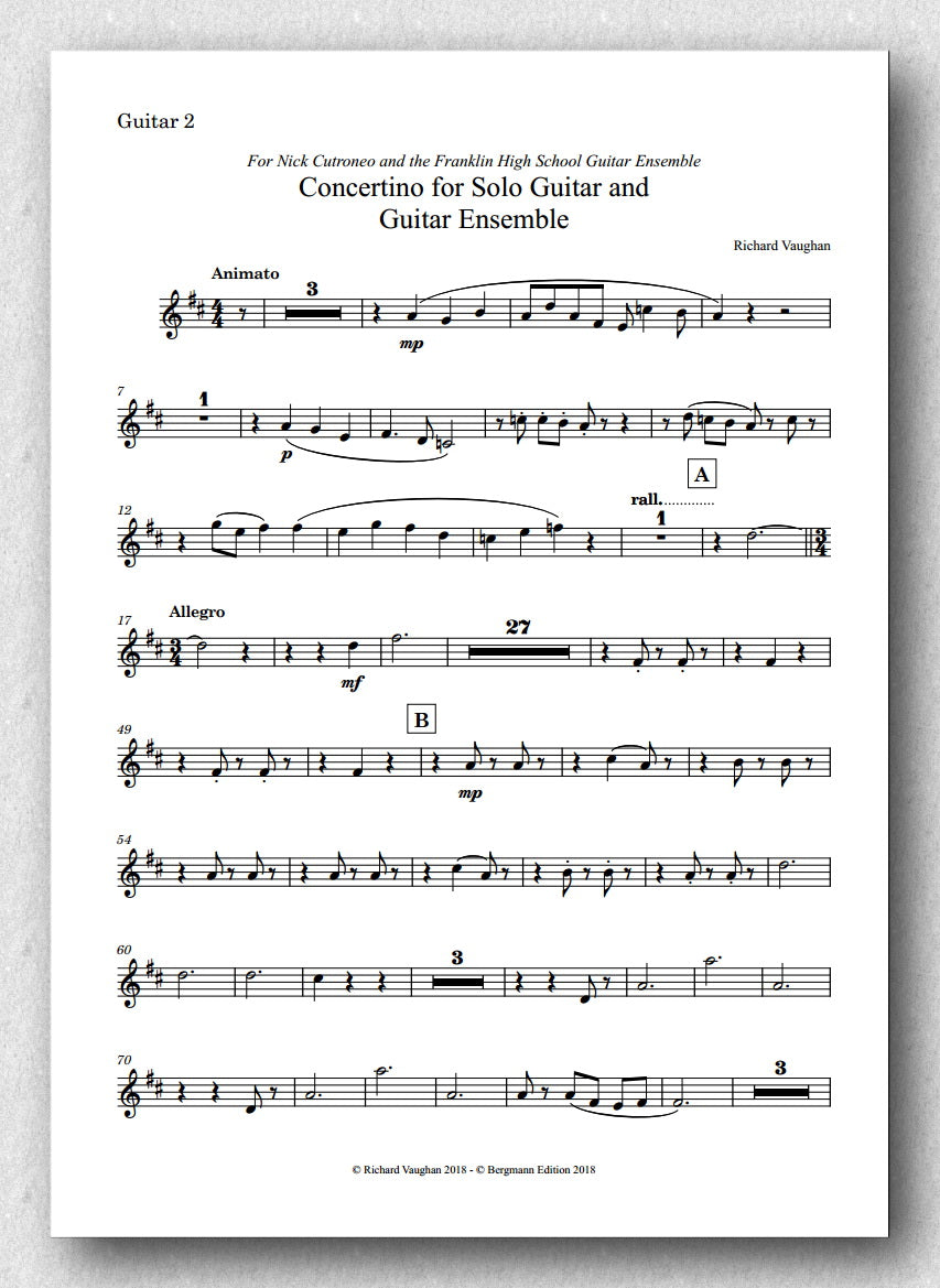 Vaughan, Concertino for Solo Guitar and Guitar Ensemble