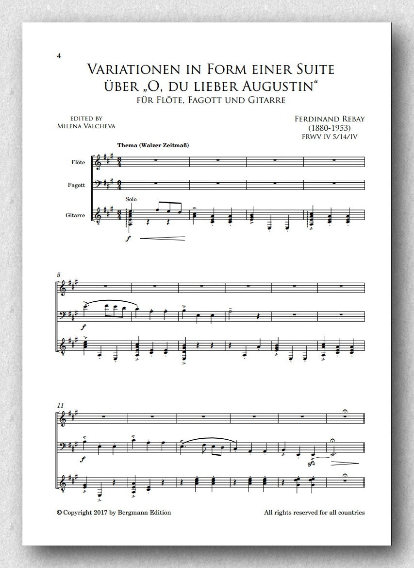 Rebay [057], Variationen in Form einer Suite über "O, du lieber Augustin" - preview of the score 1