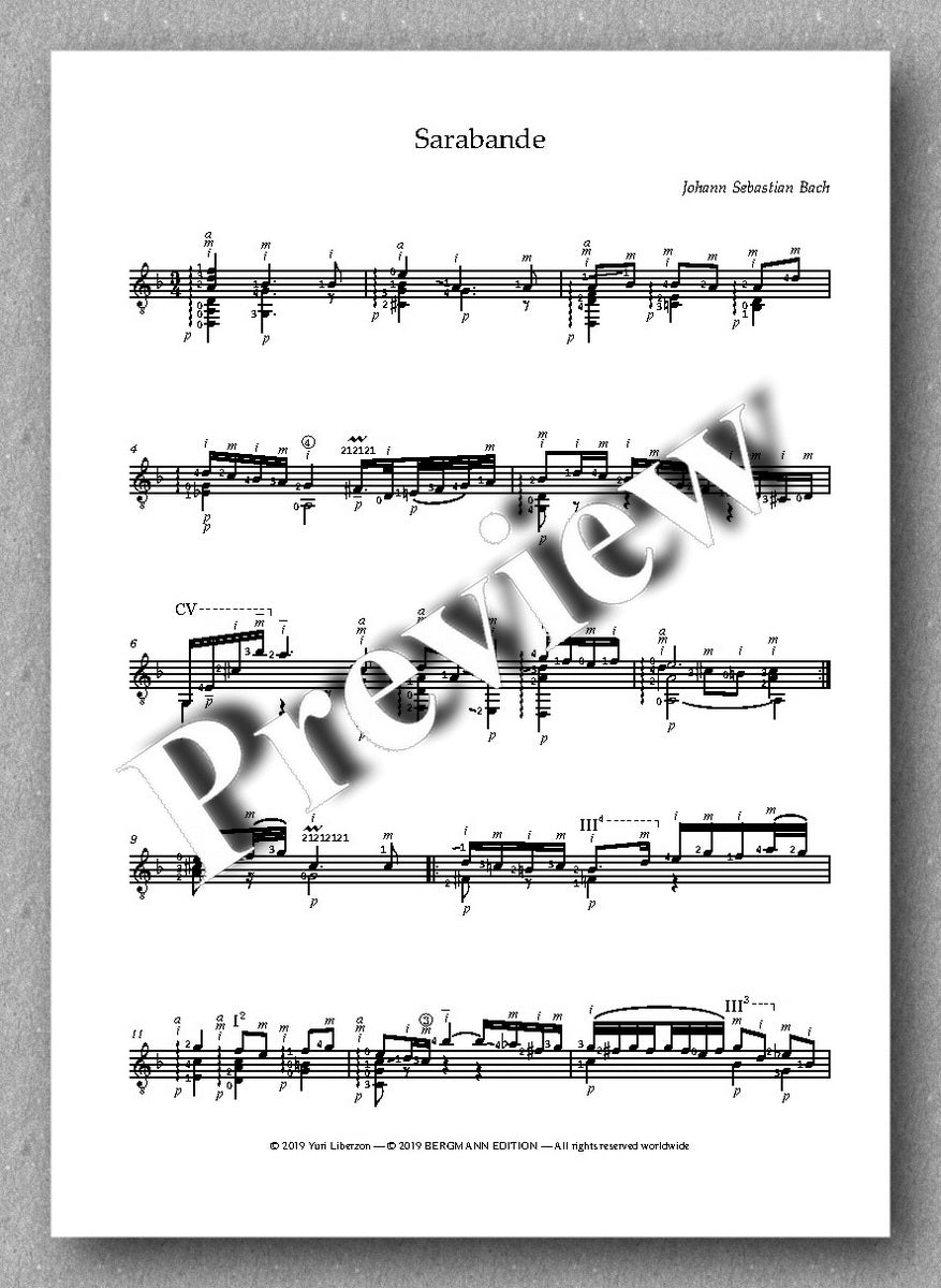 J.S.Bach, Partita No. 2,  BVW 1004 - preview of the music score 3