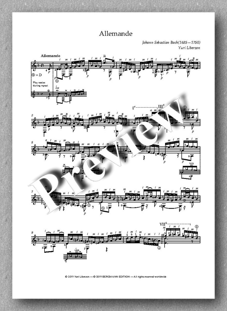 J.S.Bach, Partita No. 2,  BVW 1004 - preview of the music score 1