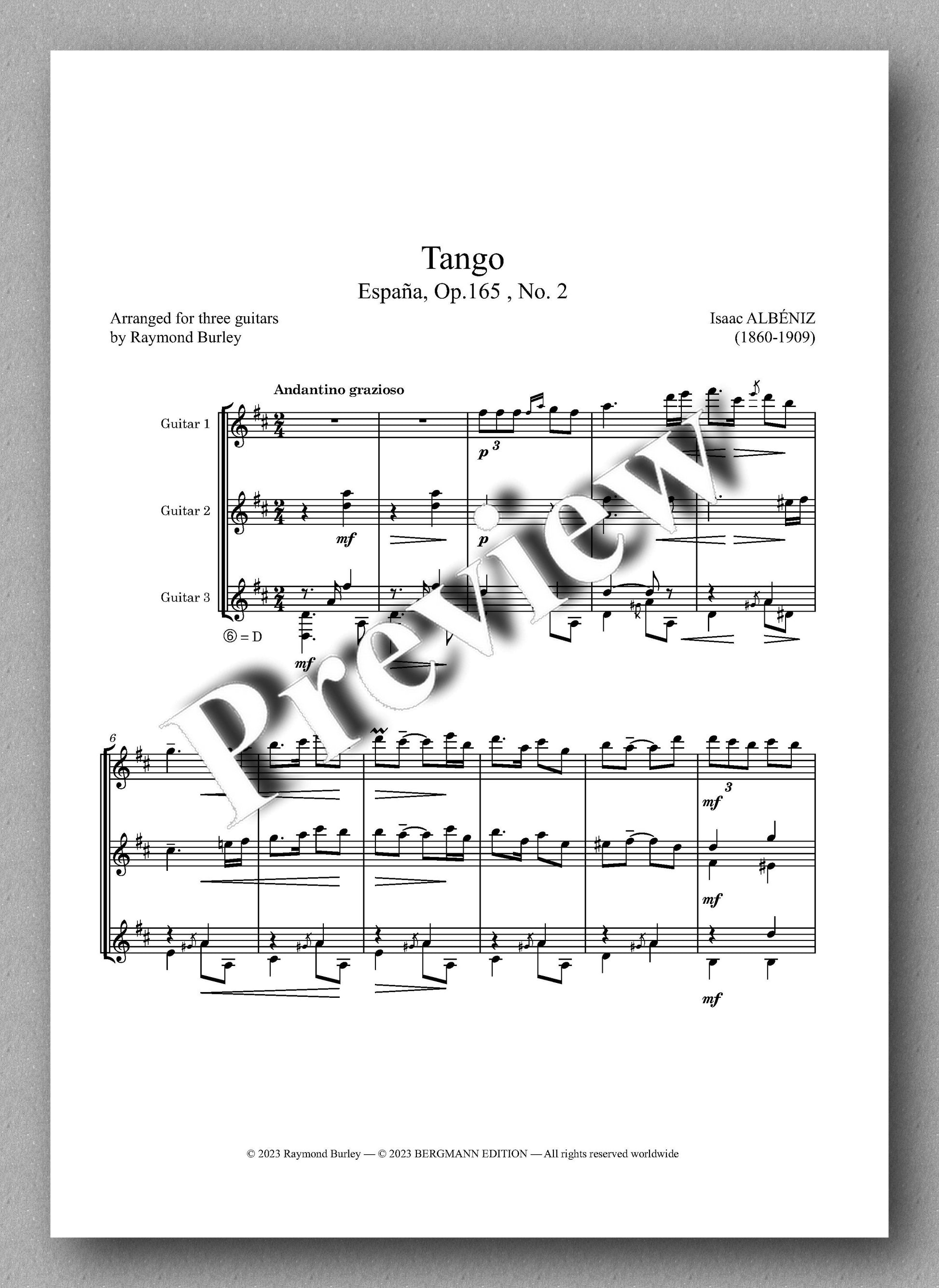 Albéniz-Burley, Tango - preview of the music score 1