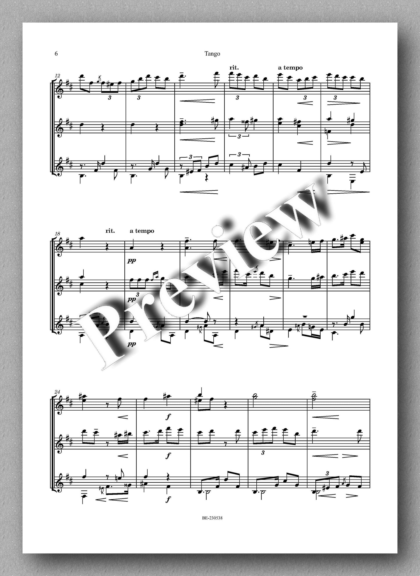 Albéniz-Burley, Tango - preview of the music score 2