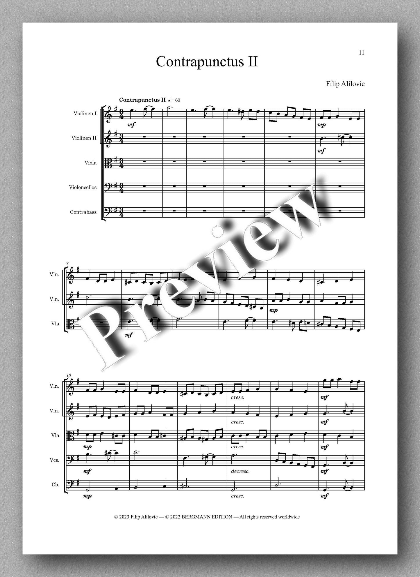 Filip Alilovic, Souvenirs de Berne - preview of the music score 2