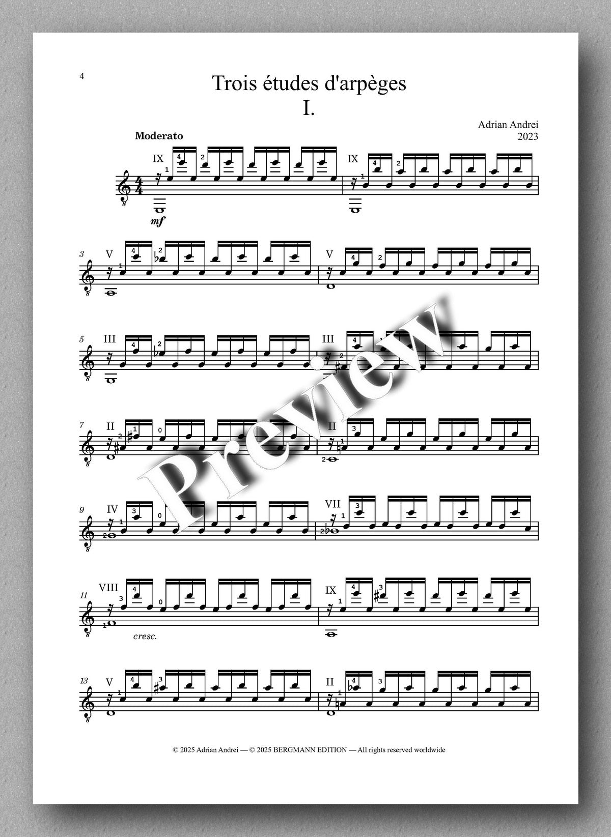 Adrian Andrei, Trois études d’arpèges - preview of the music score 1