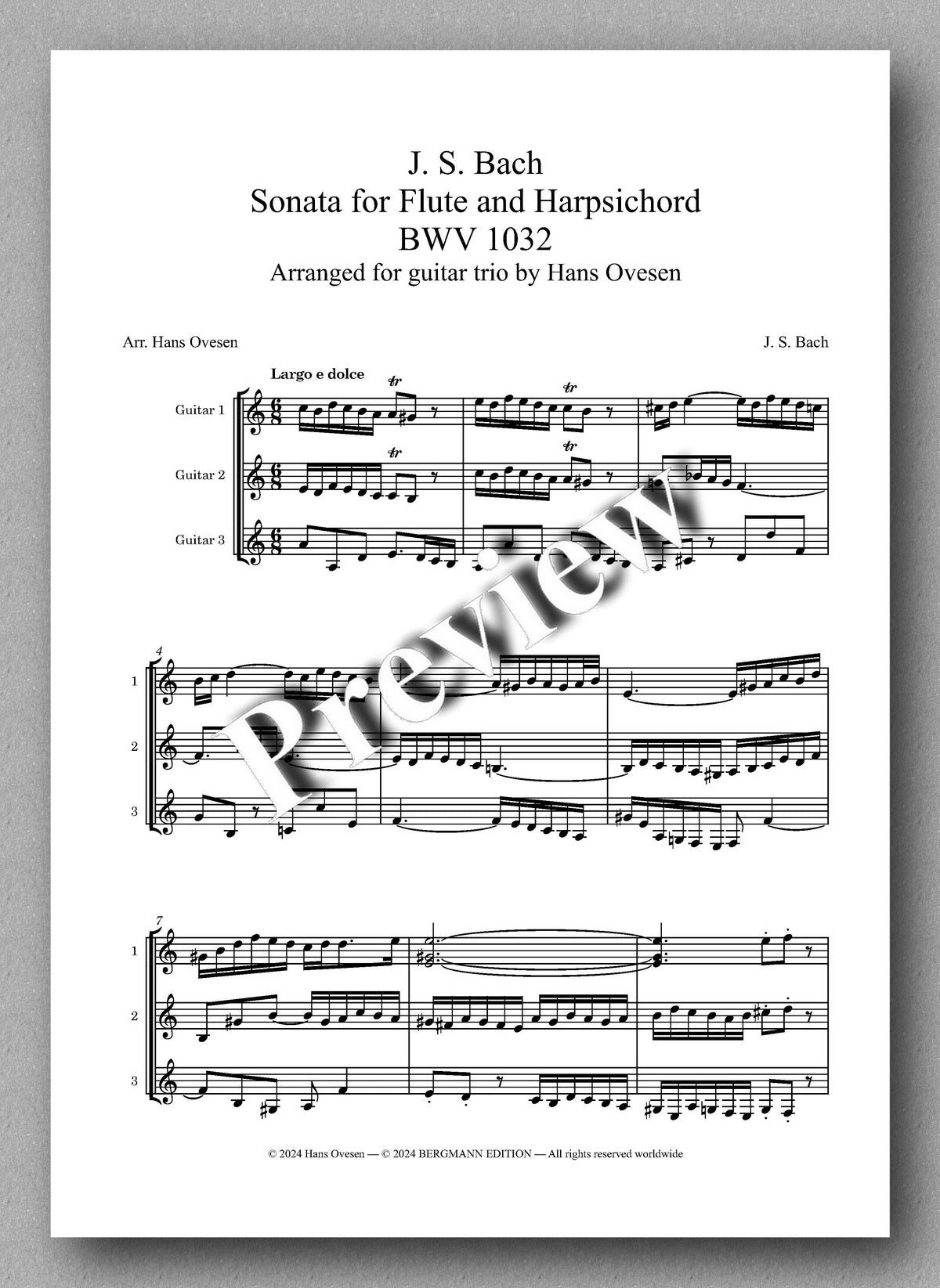 J.S.Bach, Sonata for Flute and Harpsichord, BWV 1032 - preview of the music score 1