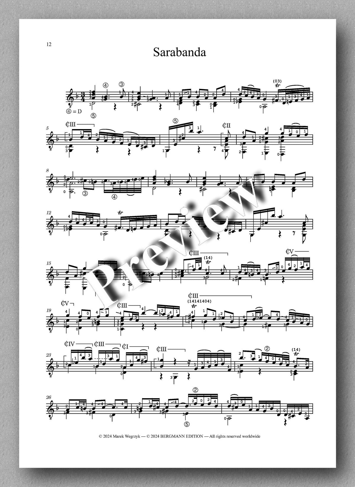 J.S.Bach, Suite n°2 BWV 1004 - preview of the music score 3