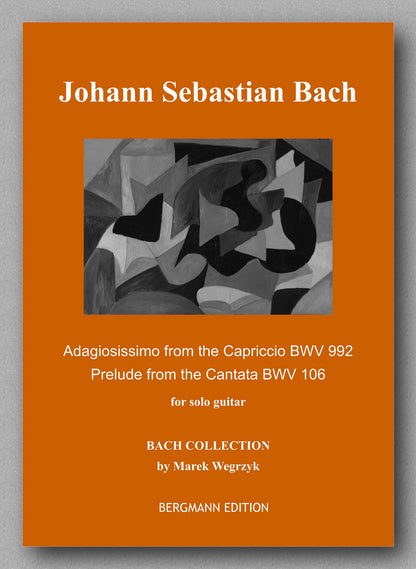 Book cover of Johann Sebastian Bach music collection with abstract art and text on an orange background