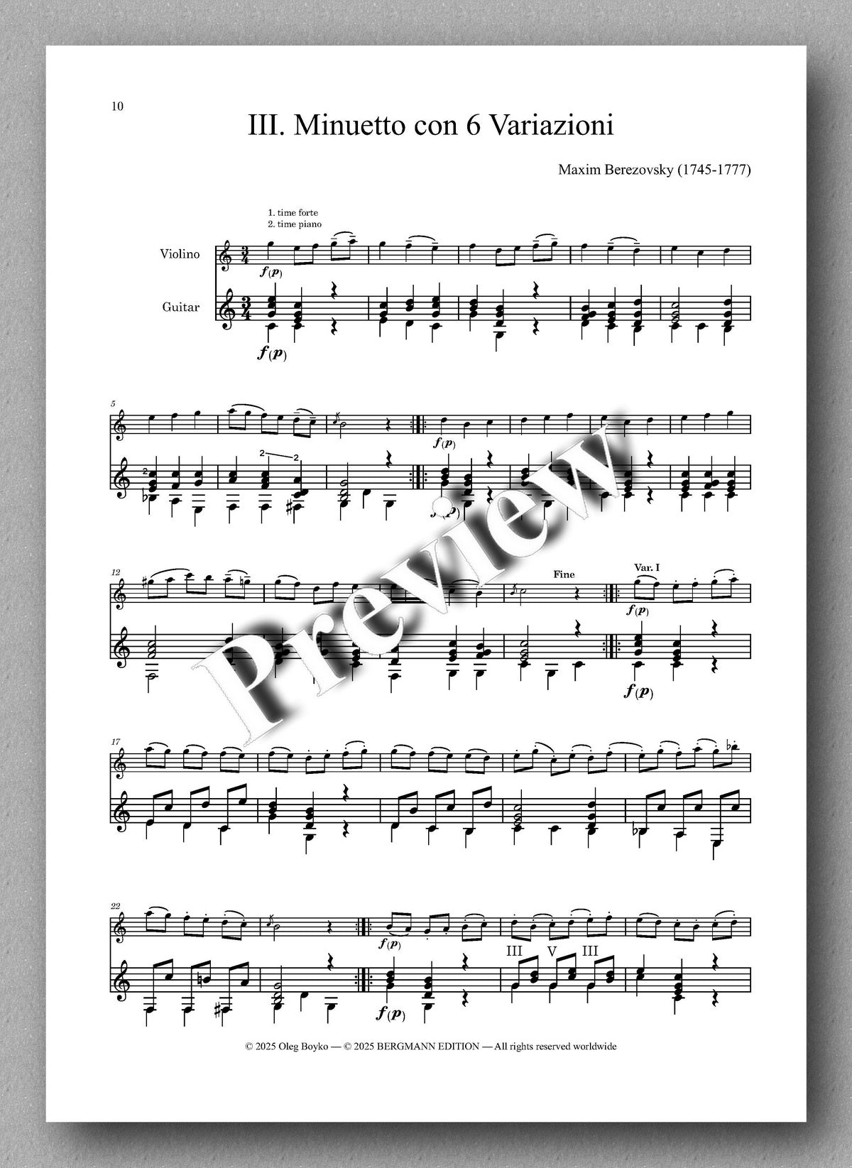Maxim Berezovsky (1745-1777), Sonata - preview of the music score 3