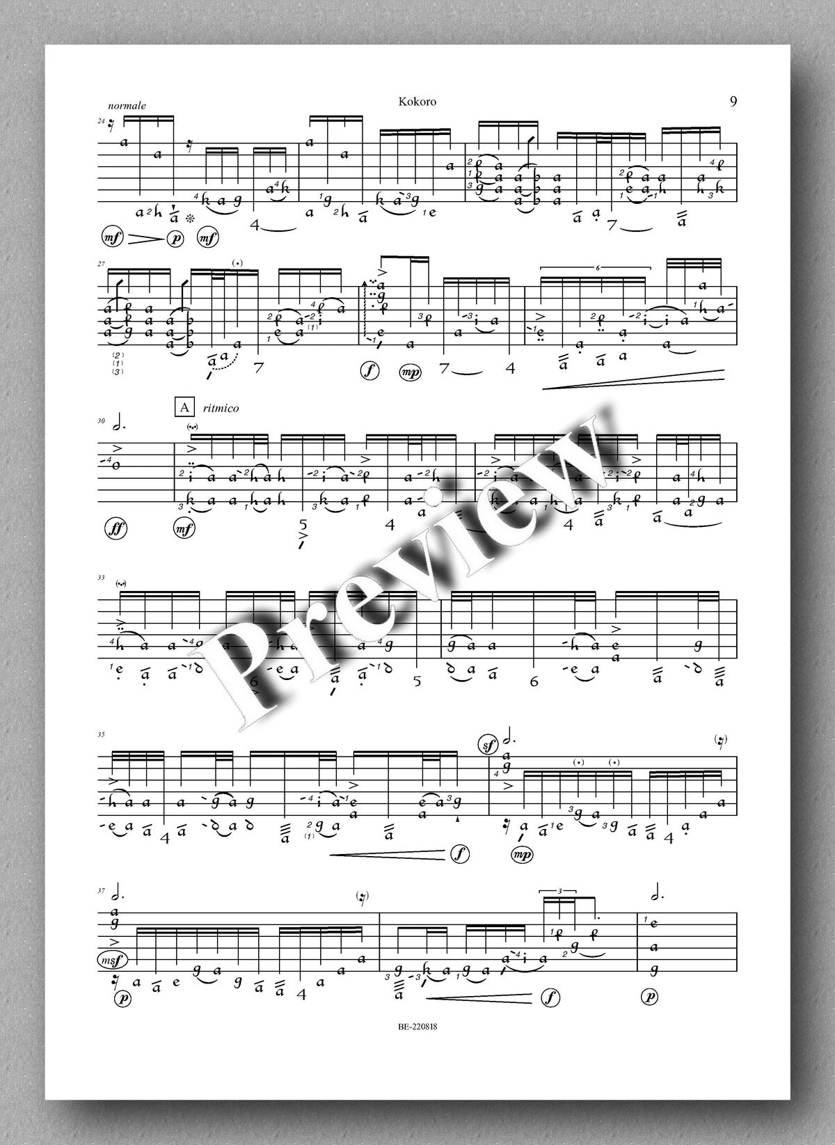 Thomas Bocklenberg, KOKORO - preview of the music notation 2