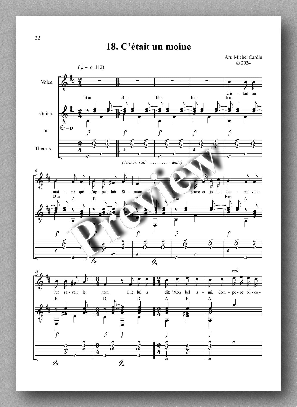 Michel Cardin, Chansons d’Acadie, vol. 2 - preview of the music score 4