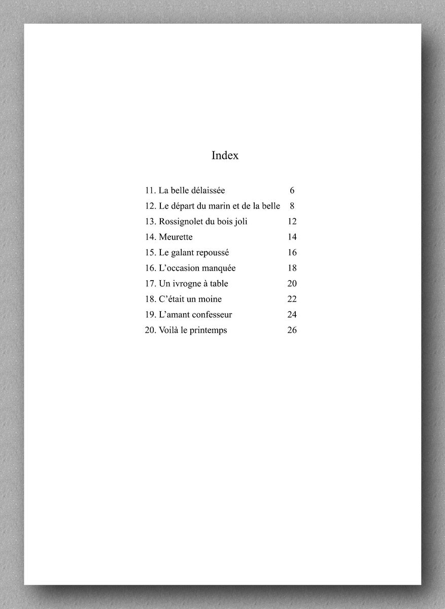Michel Cardin, Chansons d’Acadie, vol. 2 - preview of the INDEX