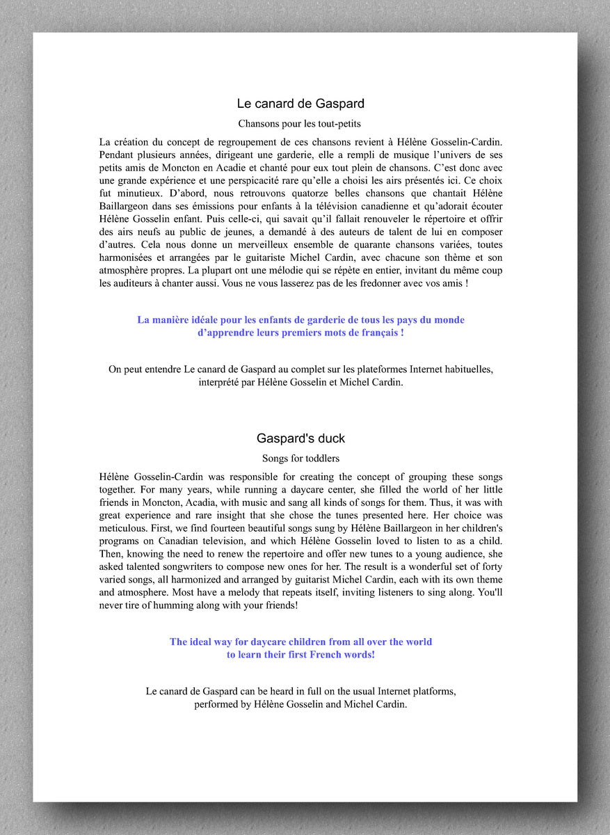 Michel Cardin, Le Canard de Gaspard, vol. 2 - preview of the preface