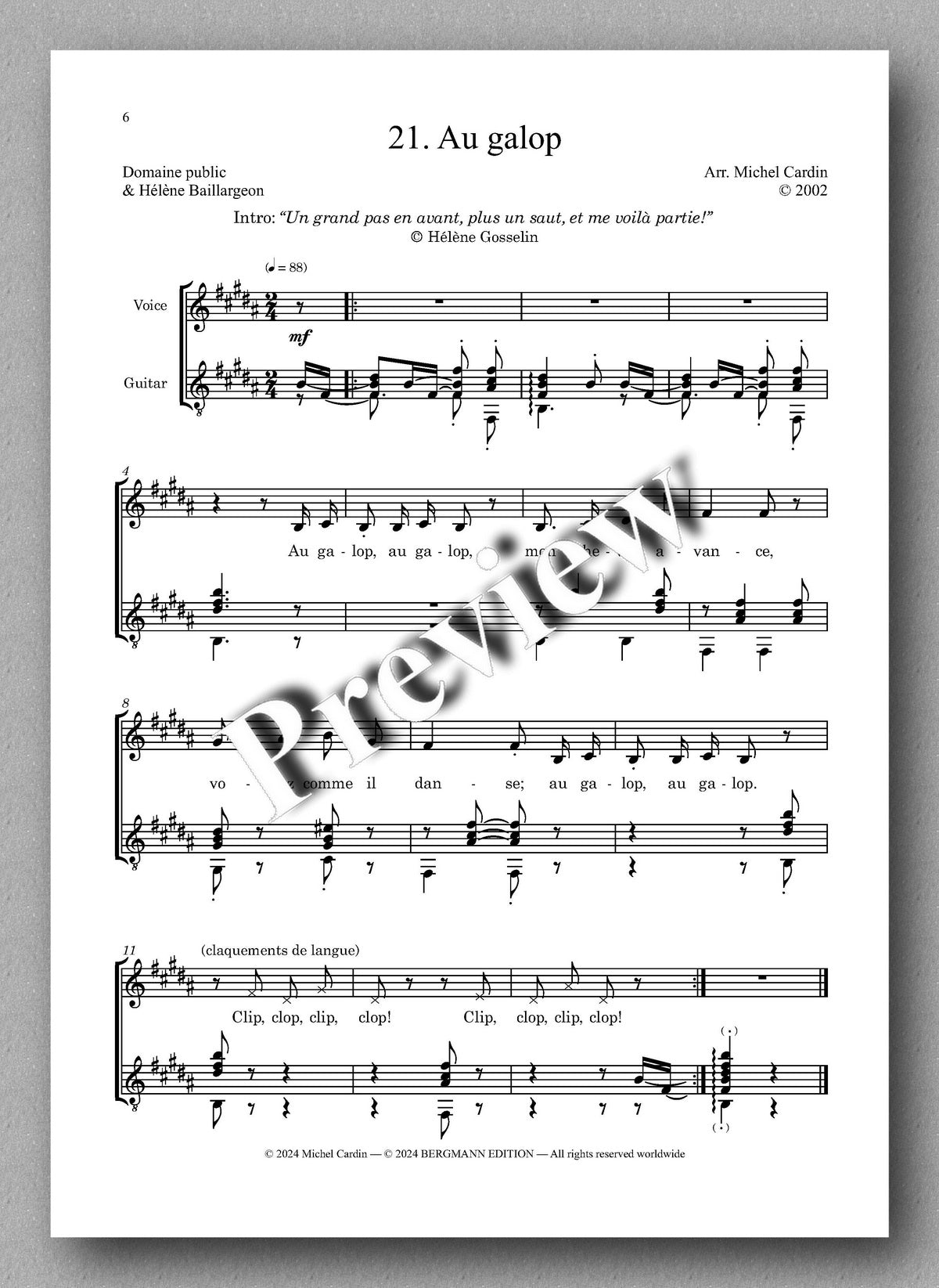 Michel Cardin, Le Canard de Gaspard, vol. 2 - preview of the music score 1