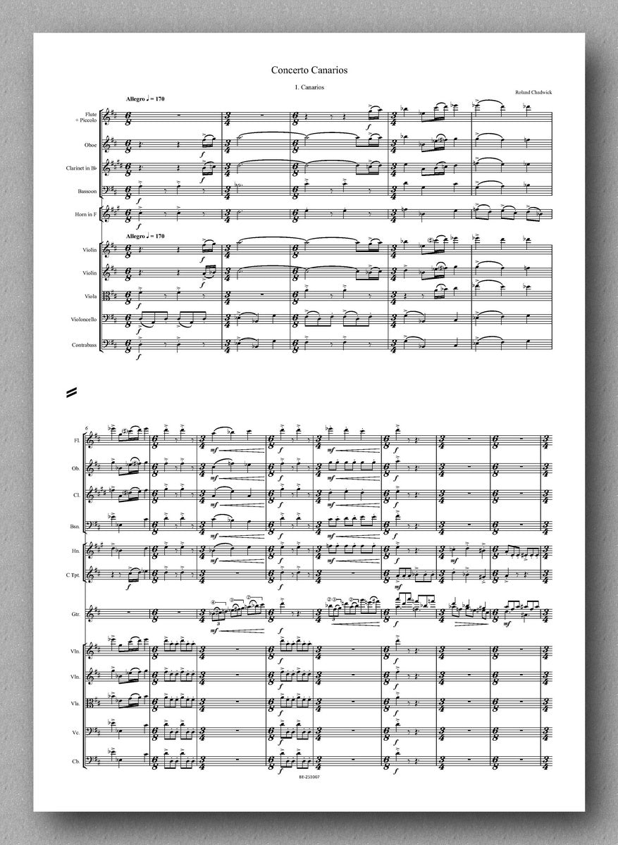 Roland Chadwick, Concerto Canarios - preview of the music score 1
