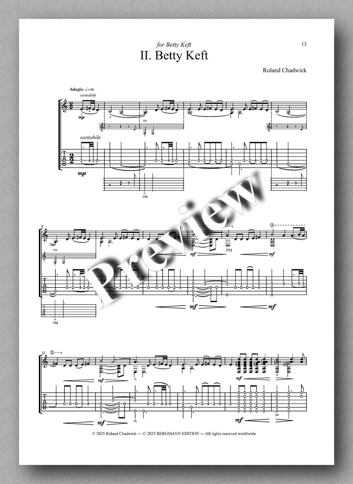 Roland Chadwick, The Cat’s Whiskers (TAB) - preview of the music score 2