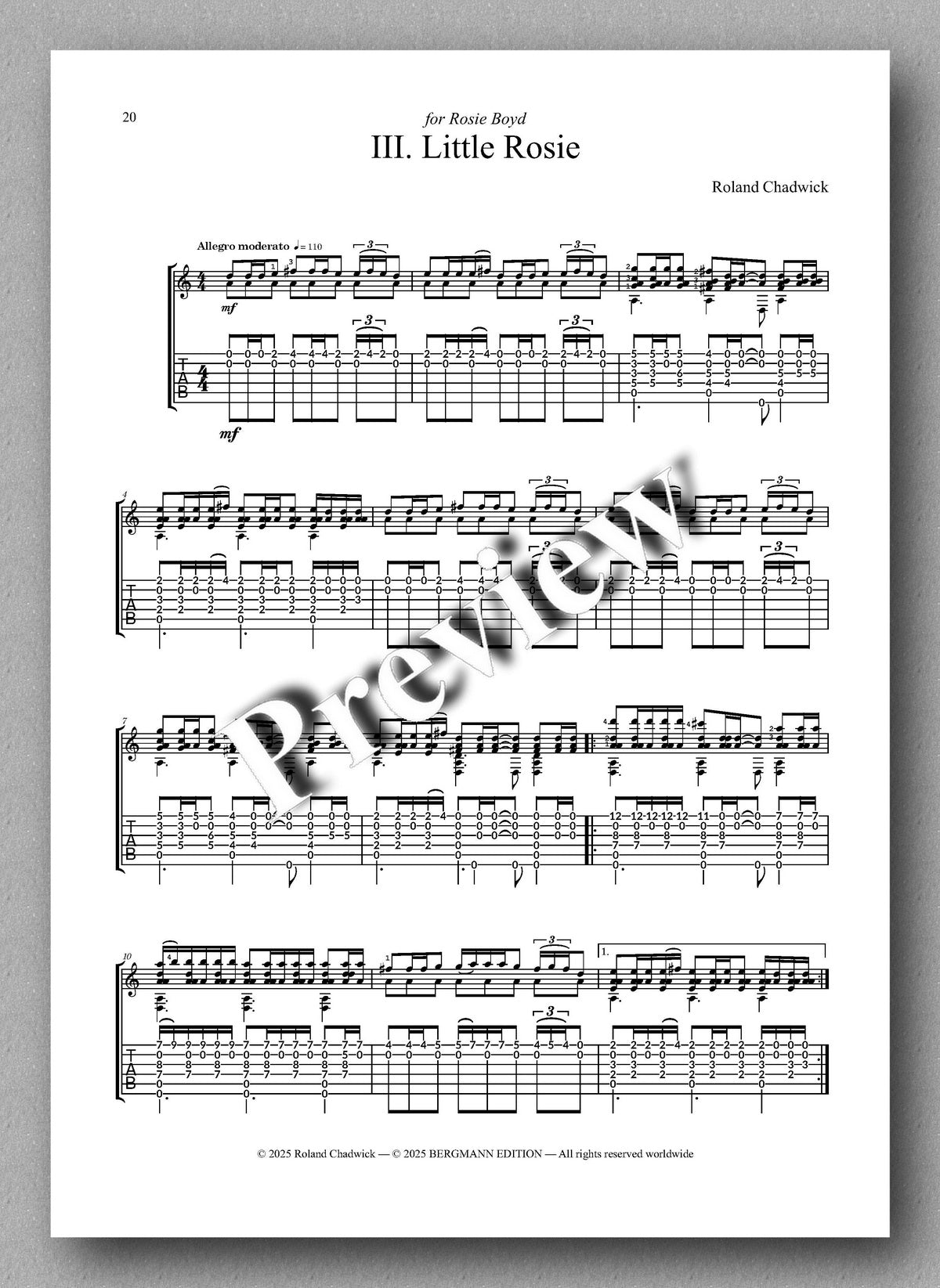 Roland Chadwick, The Cat’s Whiskers (TAB) - preview of the music score 3