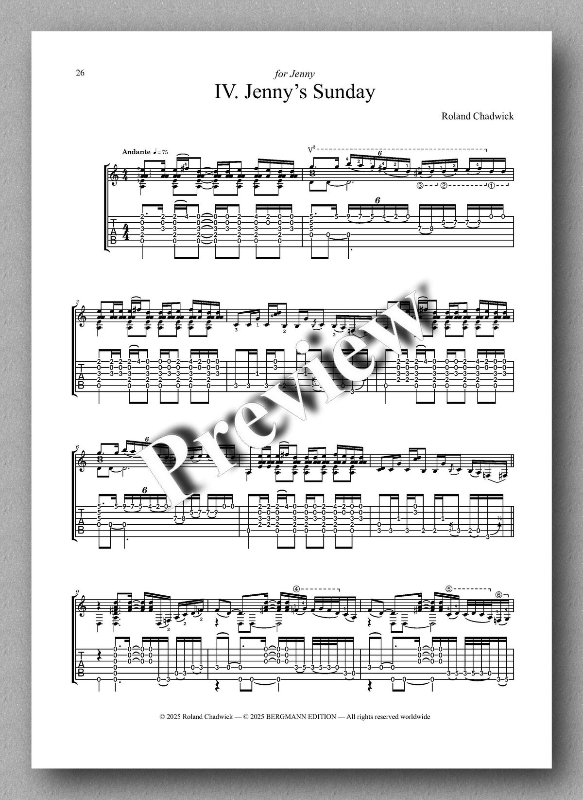 Roland Chadwick, The Cat’s Whiskers (TAB) - preview of the music score 4