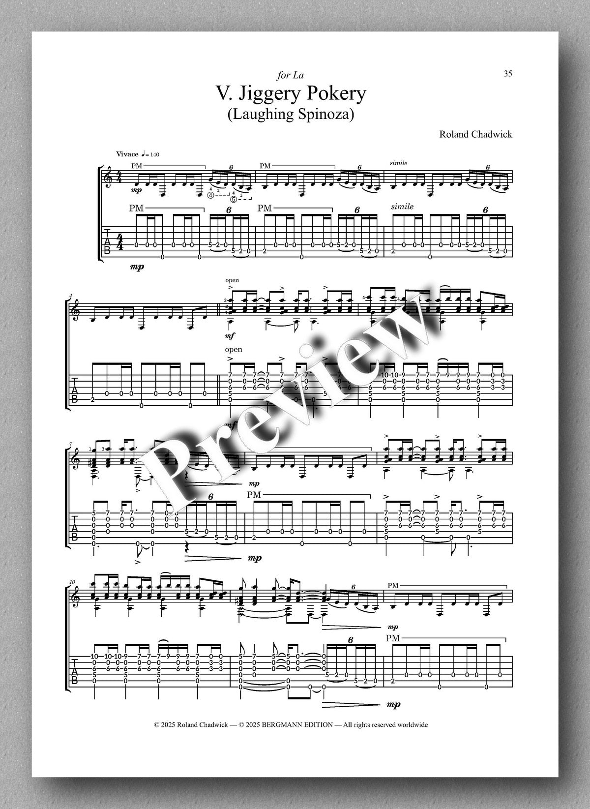 Roland Chadwick, The Cat’s Whiskers (TAB) - preview of the music score 5