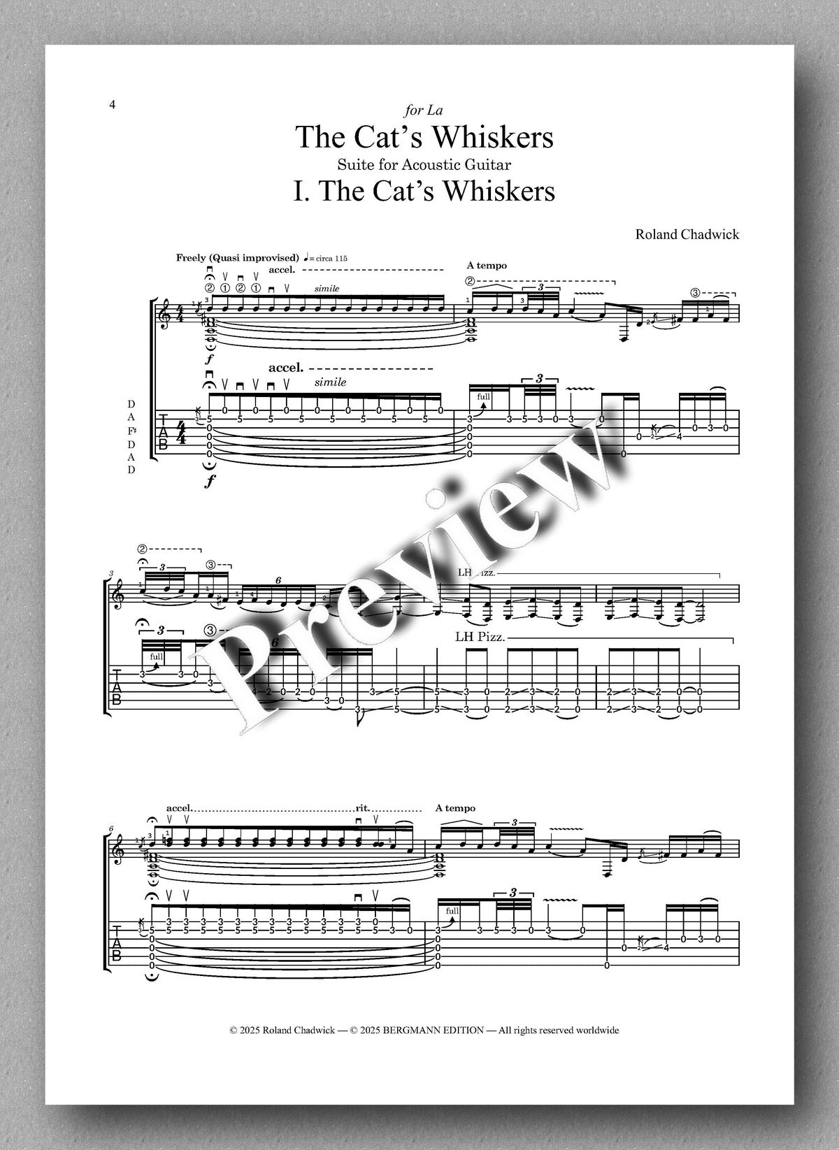 Roland Chadwick, The Cat’s Whiskers (TAB) - preview of the music score 1