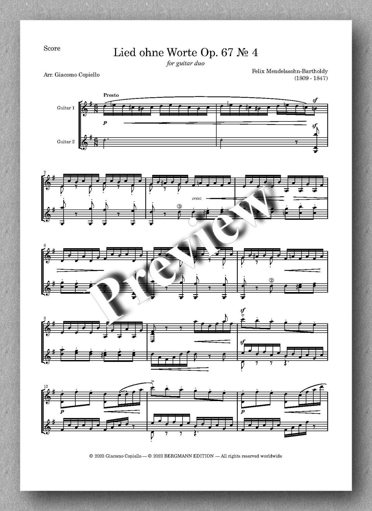 Lieder vol. 4, by Felix Mendelssohn - preview of the music score 3