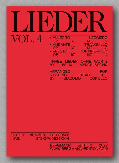 Lieder vol. 4, by Felix Mendelssohn - preview of the cover