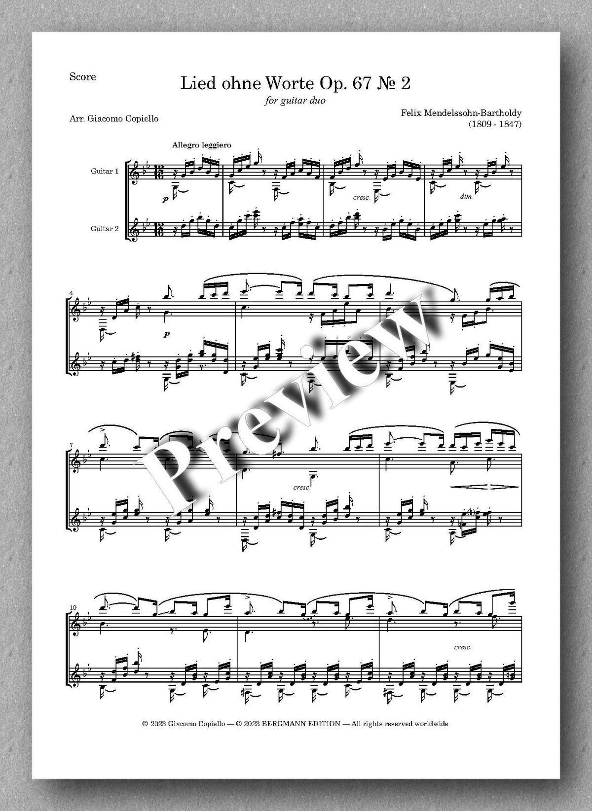 Lieder vol. 4, by Felix Mendelssohn - preview of the music score 1