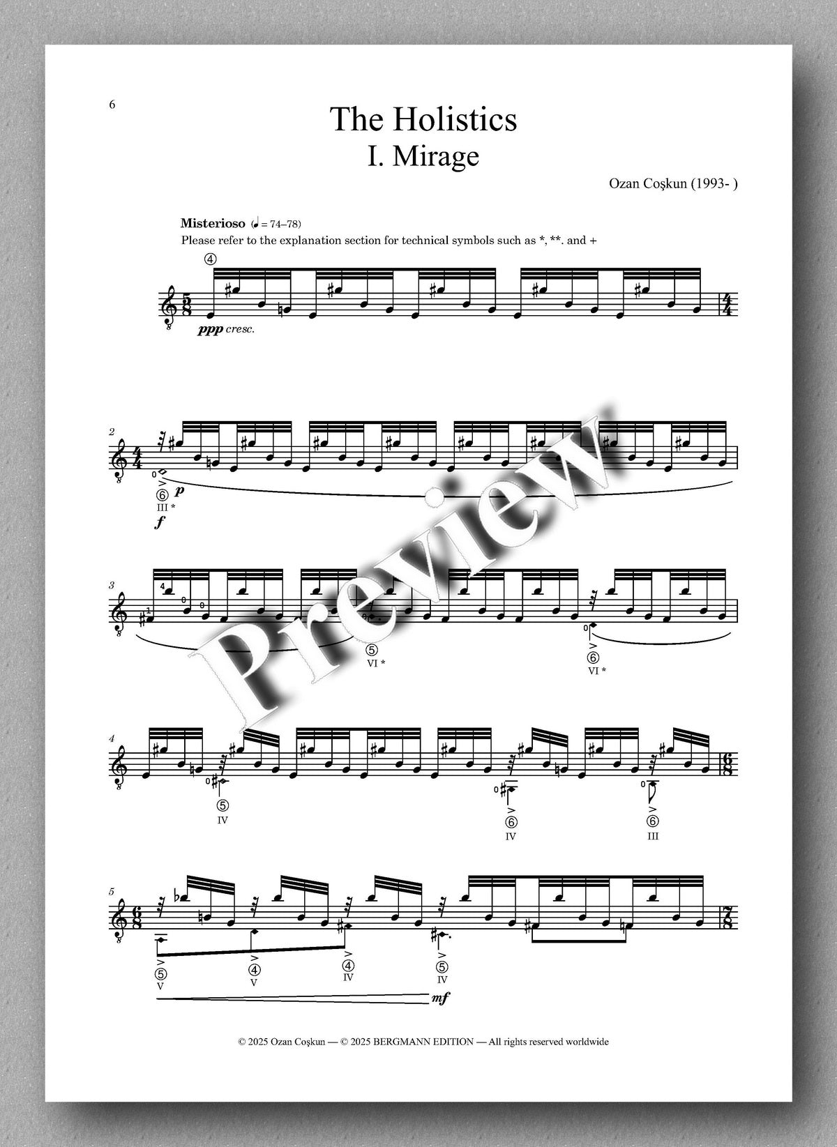 Ozan Coskun (Coşkun),&nbsp;The Holistics - preview of the Music Score 1