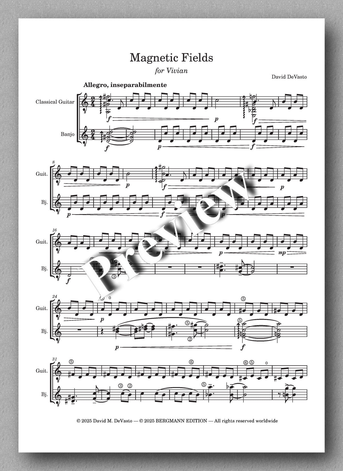 Magnetic Fields by David DeVasto - preview of the music score 1