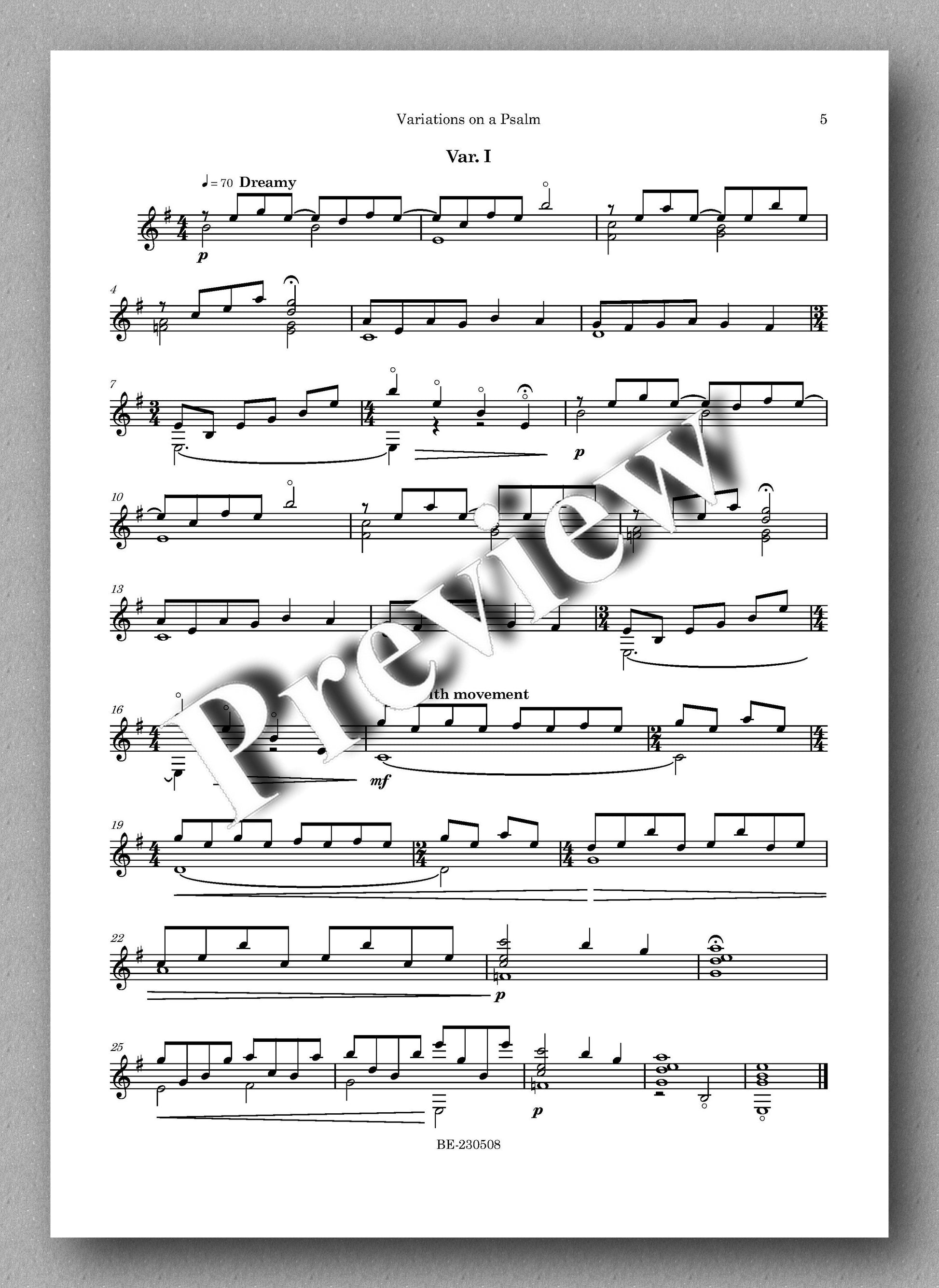 Variations on a Psalm by Rick Doornbos - preview of the music score 2