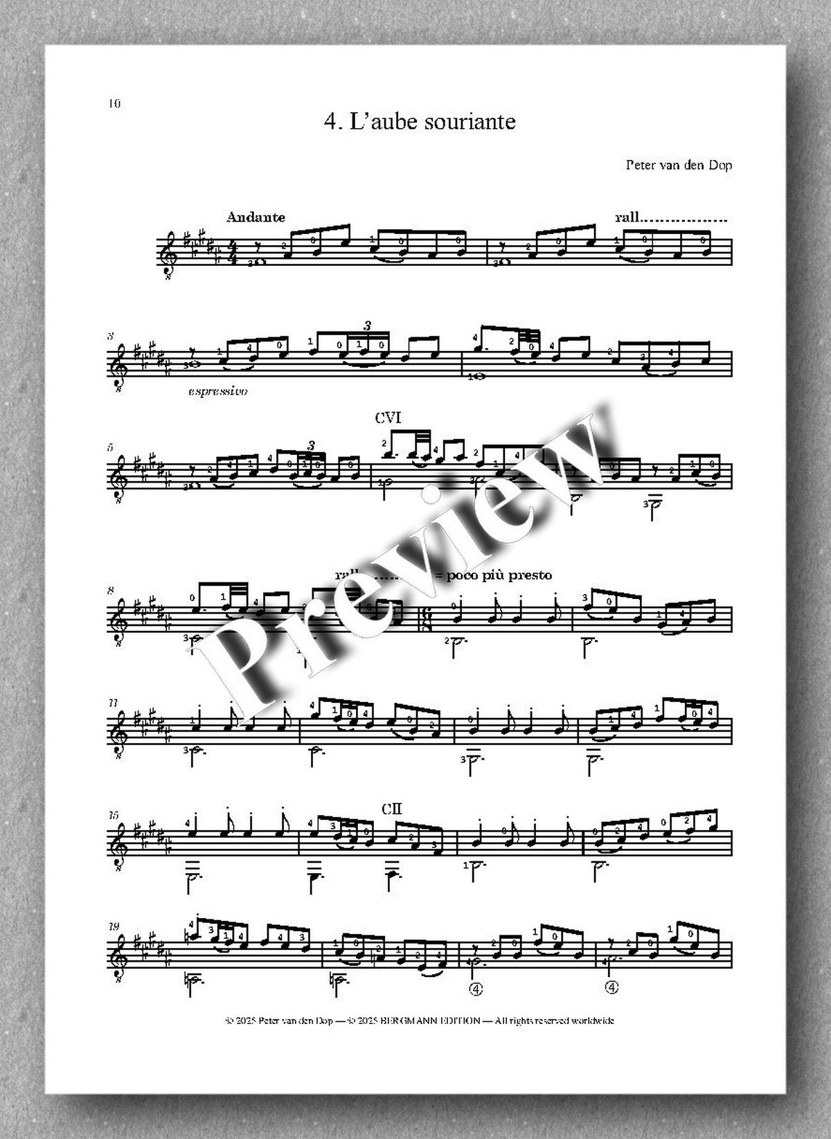 Suite de la nuit by Peter van den Dop, preview of the music score 4