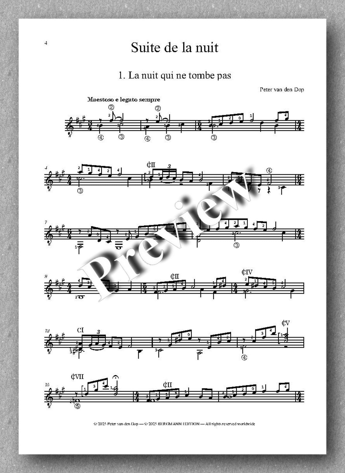 Suite de la nuit by Peter van den Dop, preview of the music score 1