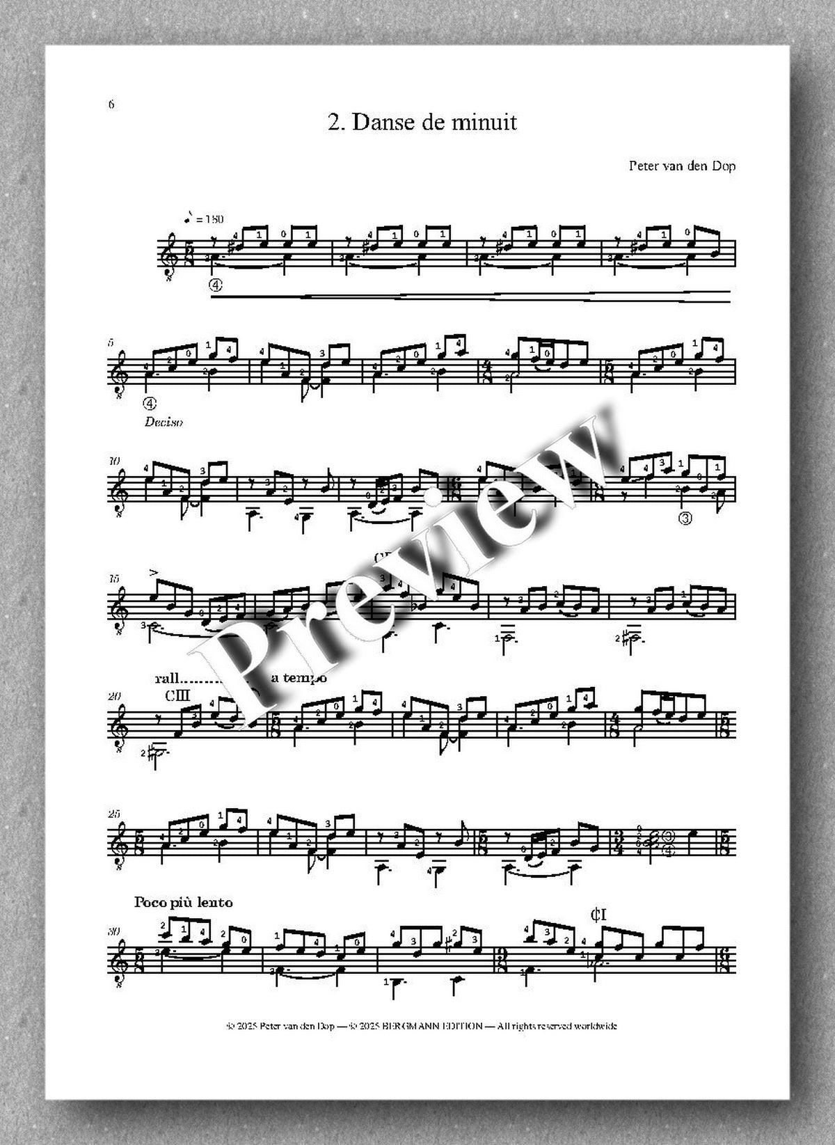 Suite de la nuit by Peter van den Dop, preview of the music score 2