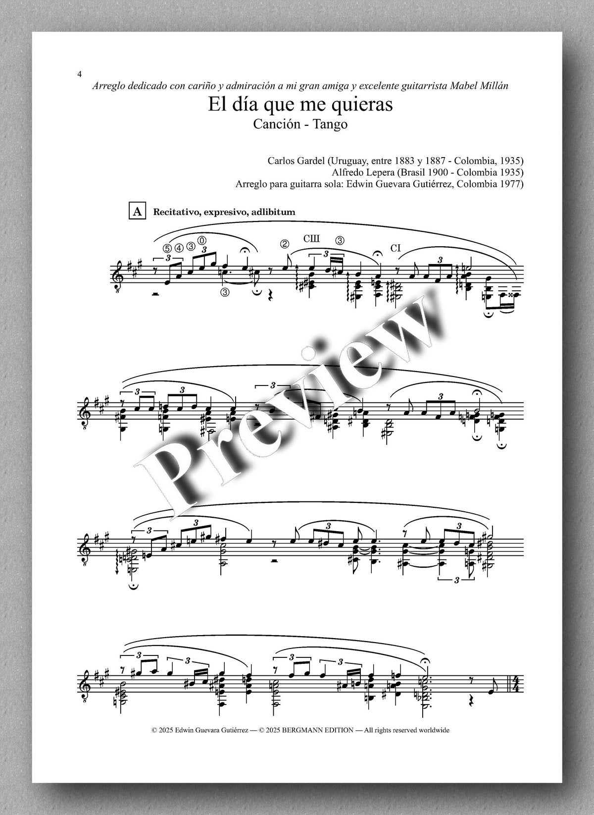 Sheet music for a tango with musical notation and text on a white background