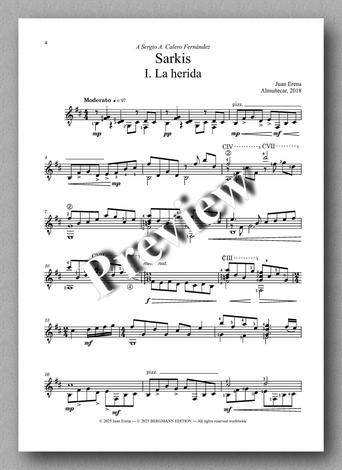 Juan Erena, Sarkis - preview of the music score 1