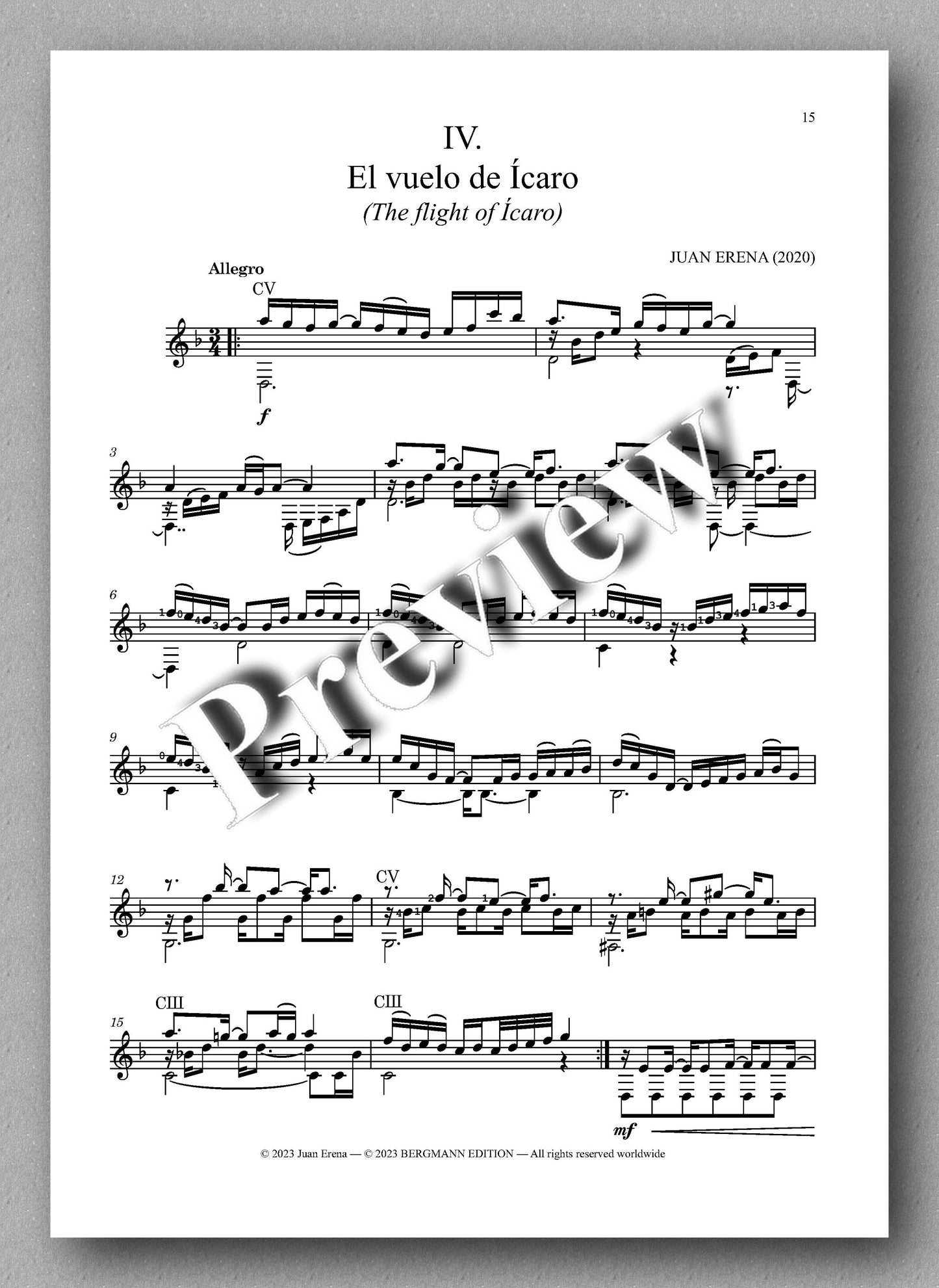 Juan Erena, Sonata IV, (Alas rotas - Broken Wings) - preview of the music score 4
