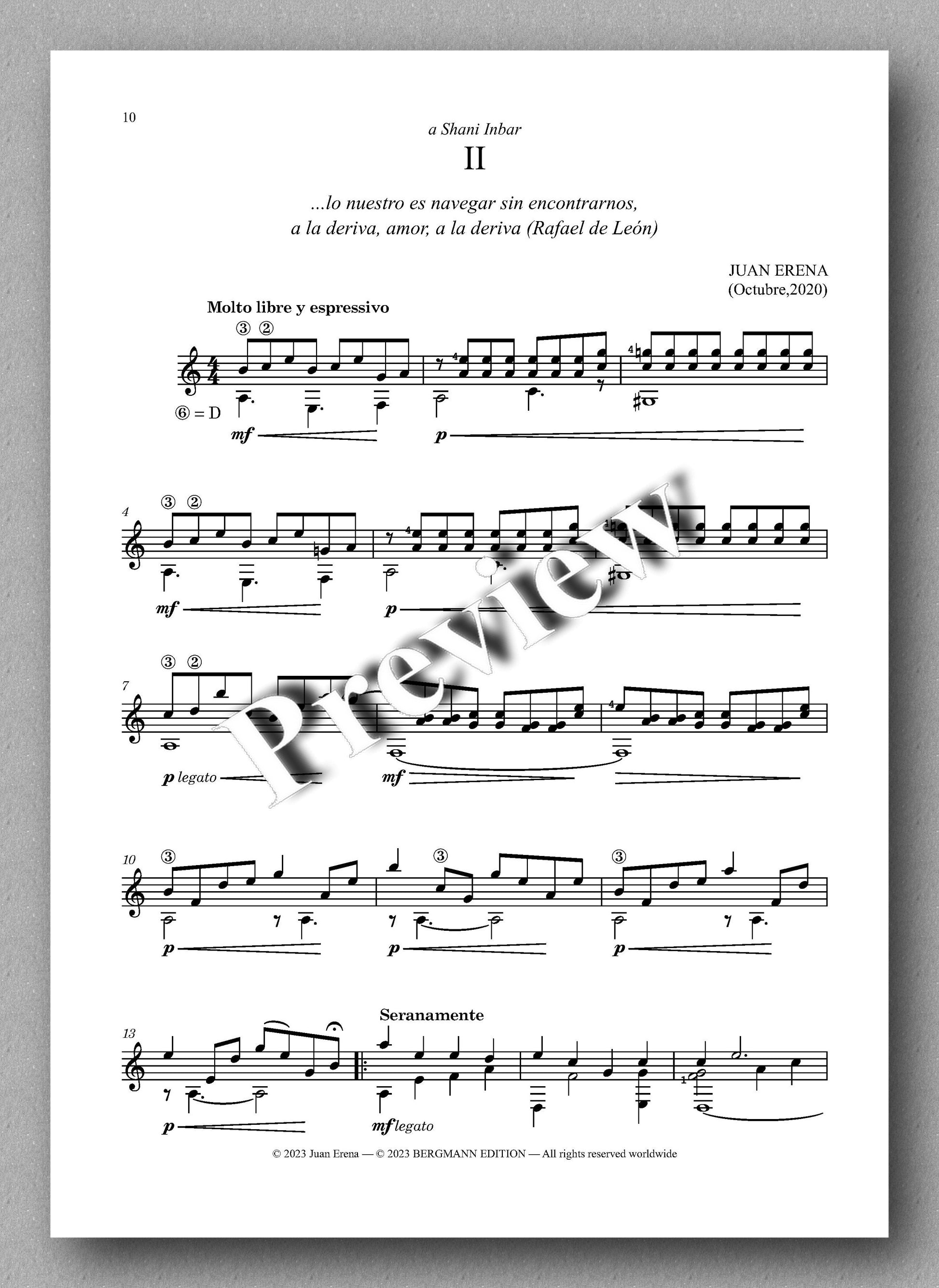 Juan Erena, Sonata V, "Poemas y Olvidos" (Poems and Oblivions) - preview of the music score 2