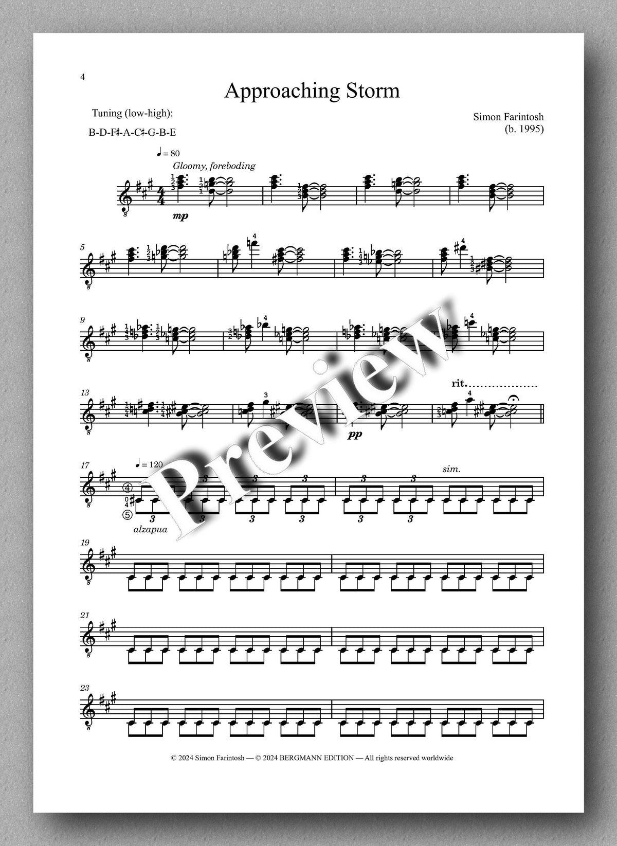 Simon Farintosh, Approaching Storm - preview of the music score 1