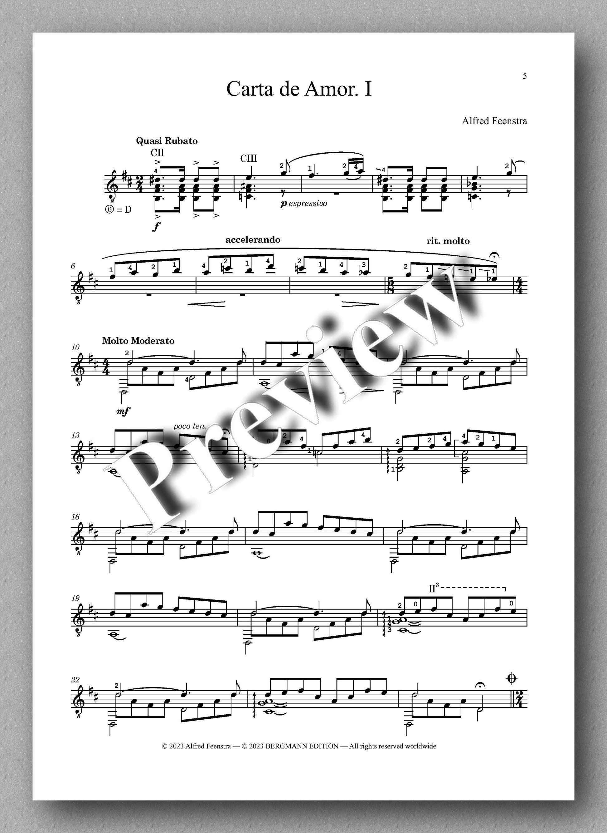 Alfred Feenstra, Cartas de Amor - preview of the music score 1