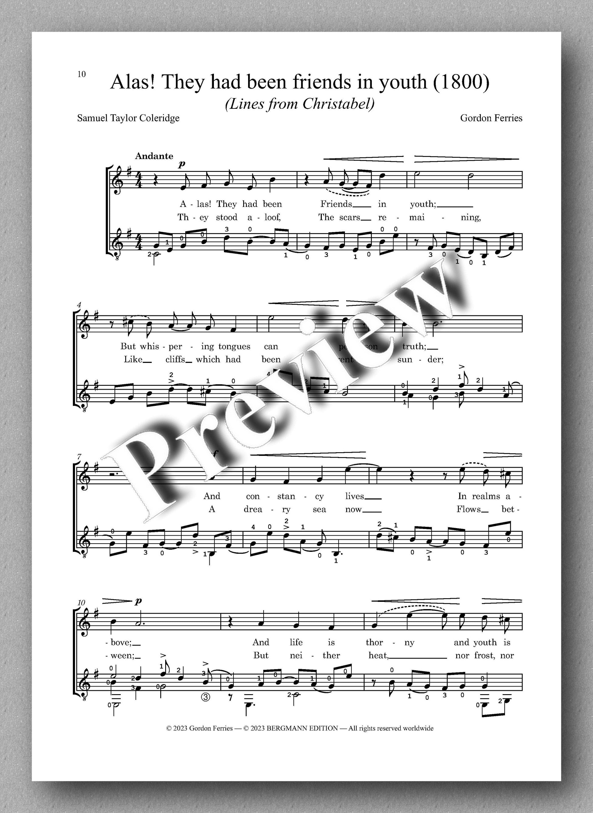 Gordon Ferries, Stanzas for music - preview of the music score 2