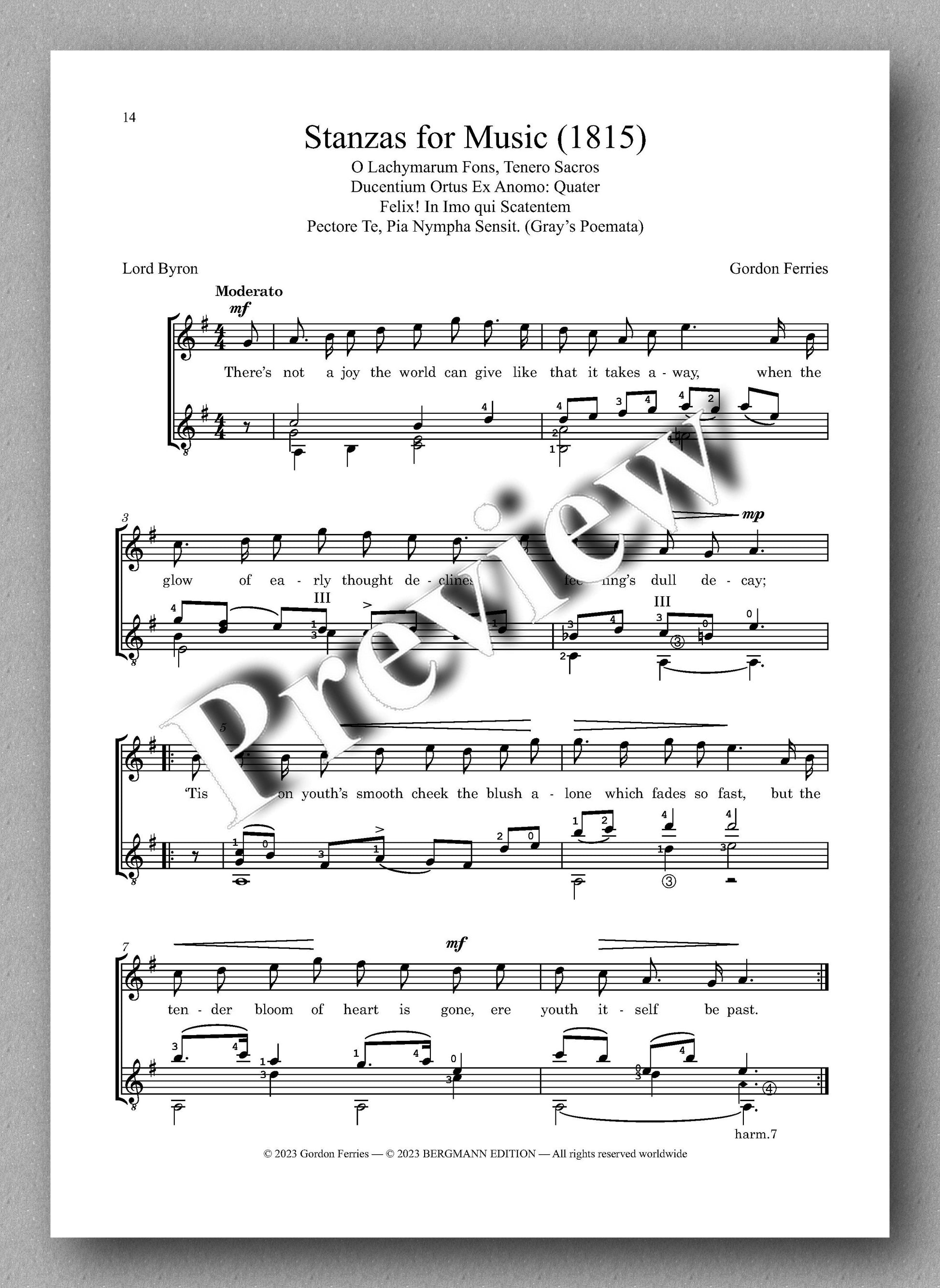 Gordon Ferries, Stanzas for music - preview of the music score 3