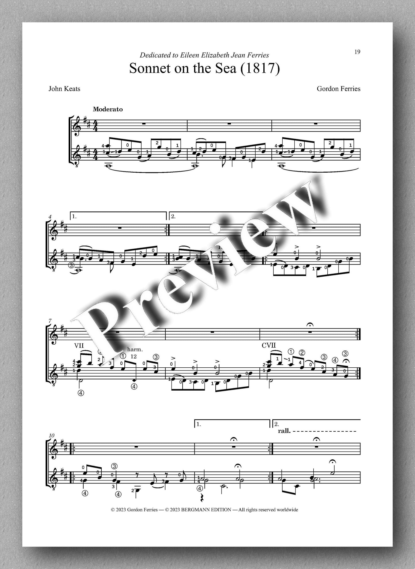 Gordon Ferries, Stanzas for music - preview of the music score 4