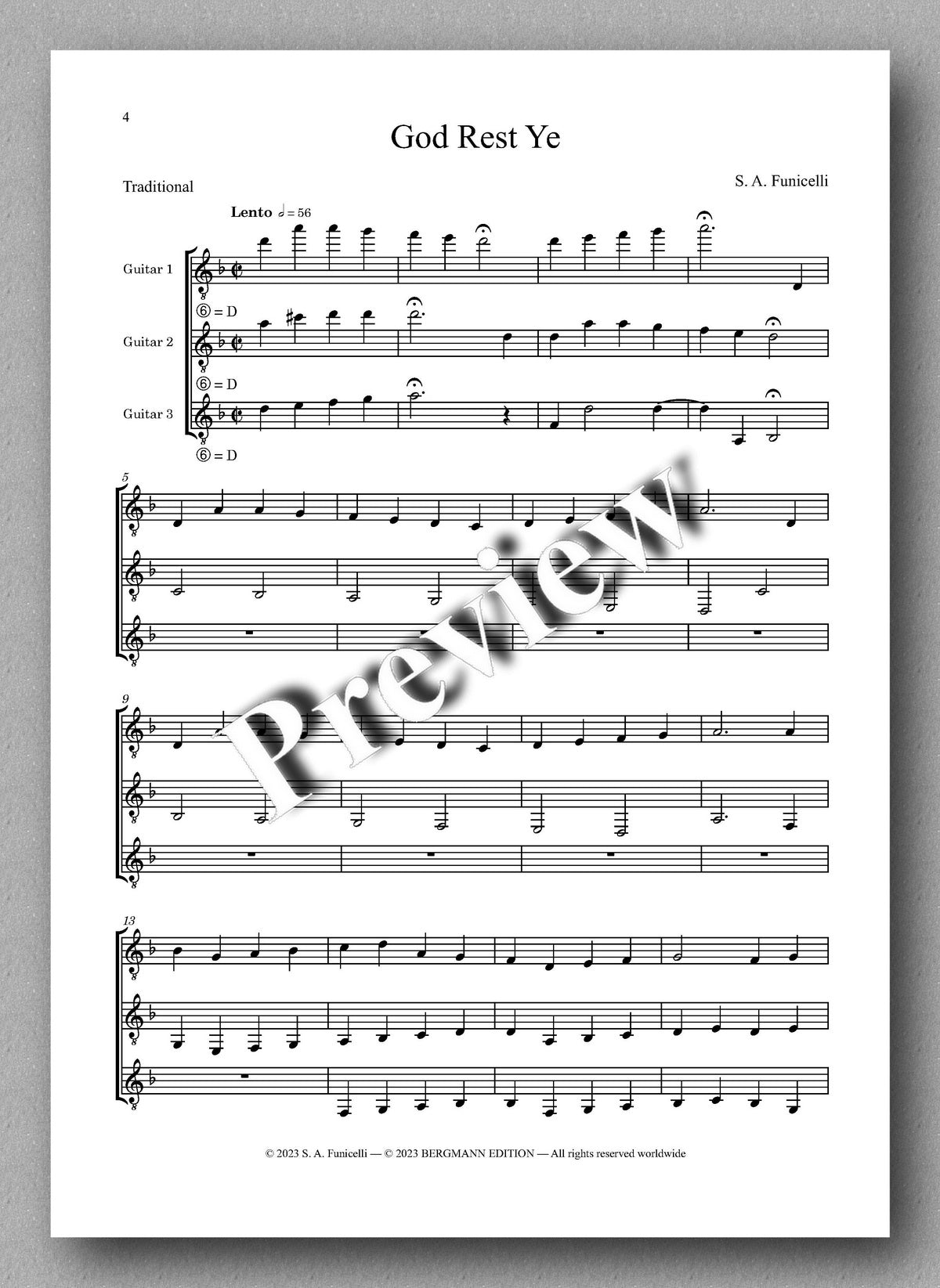 Stanley A Funicelli, God Rest Ye - preview of the music score