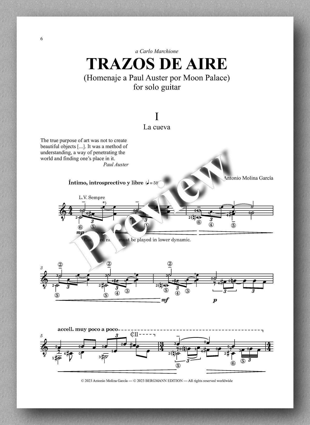 Antonio Molina García, TRAZOS DE AIRE - preview of the music score 1