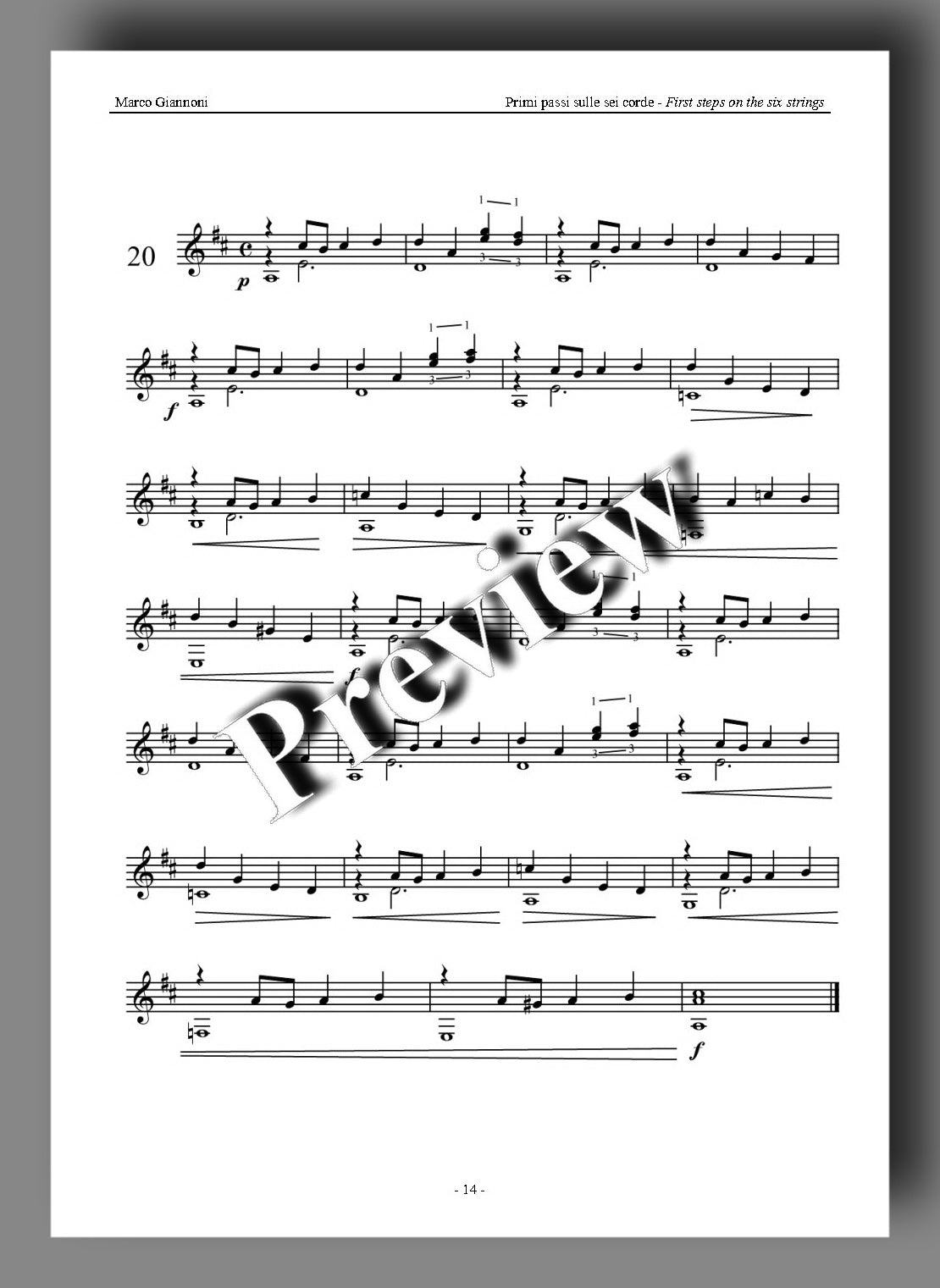 A page of sheet music with musical notation, shown on a white page with a gray border. A large diagonal 'Preview' watermark overlays the center.