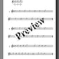 A page of sheet music simple pieces using three notes, overlaid with a large diagonal 'preview' watermark, shown on a white page with a grey border.