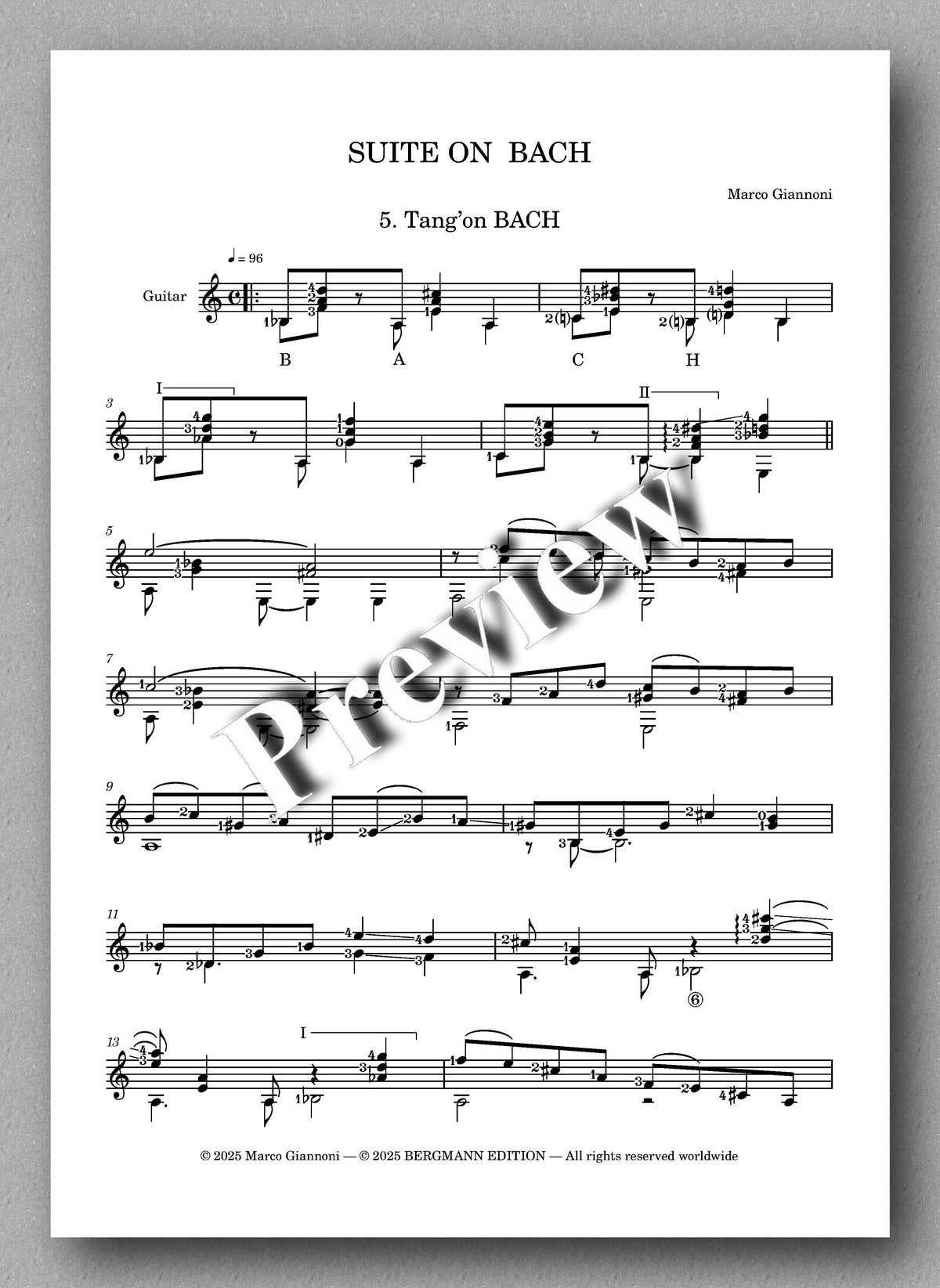 Marco Giannoni, Suite on Bach. Preview of the music score 5