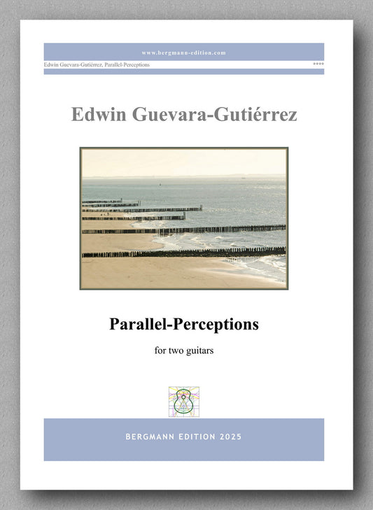 Music sheet cover for 'Parallel-Perceptions' by Edwin Guevara-Gutierrez with a beach scene illustration.