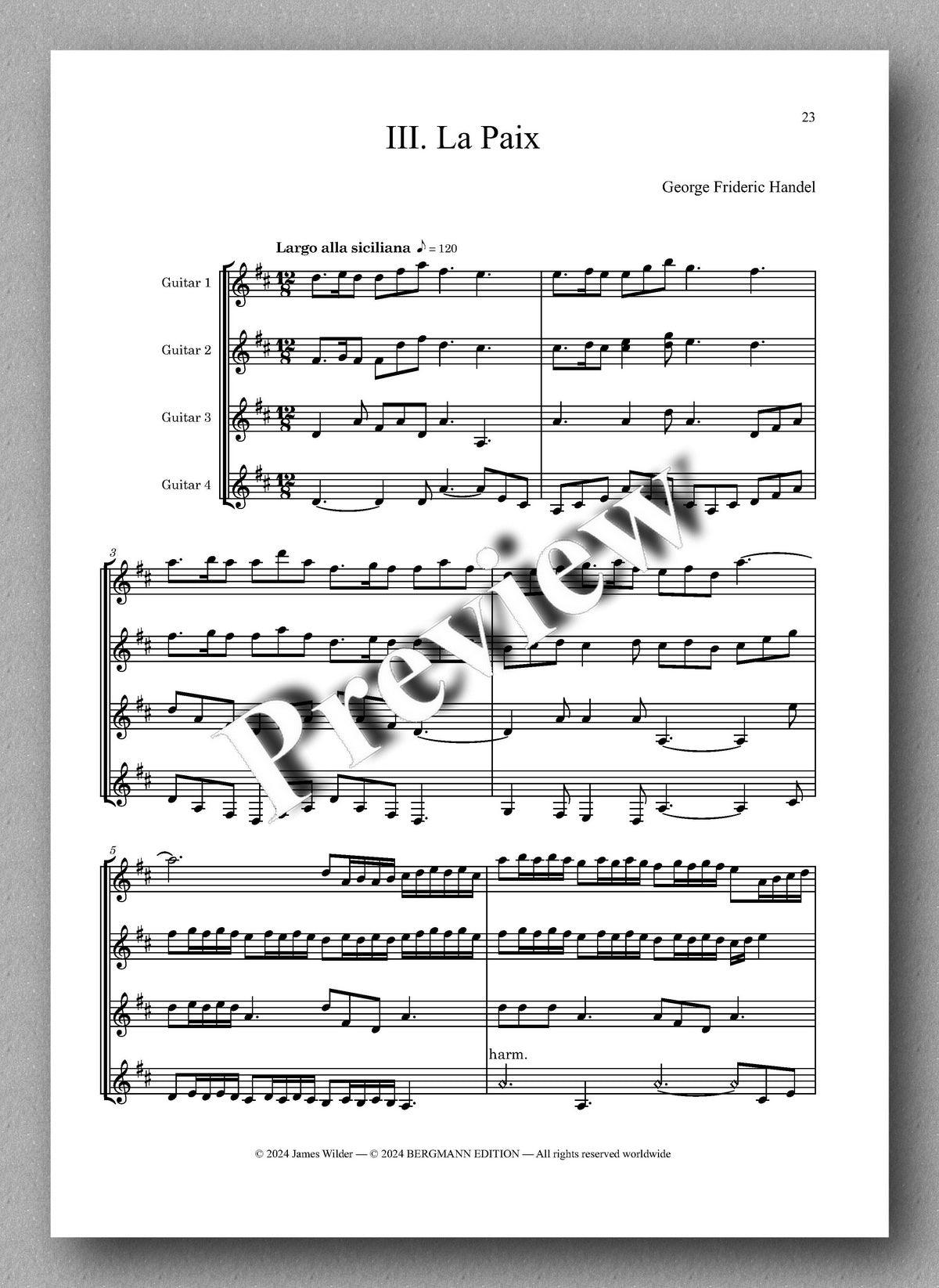 George Frideric Handel, Music for the Royal Fireworks (HWV 351) - preview of the music score 3