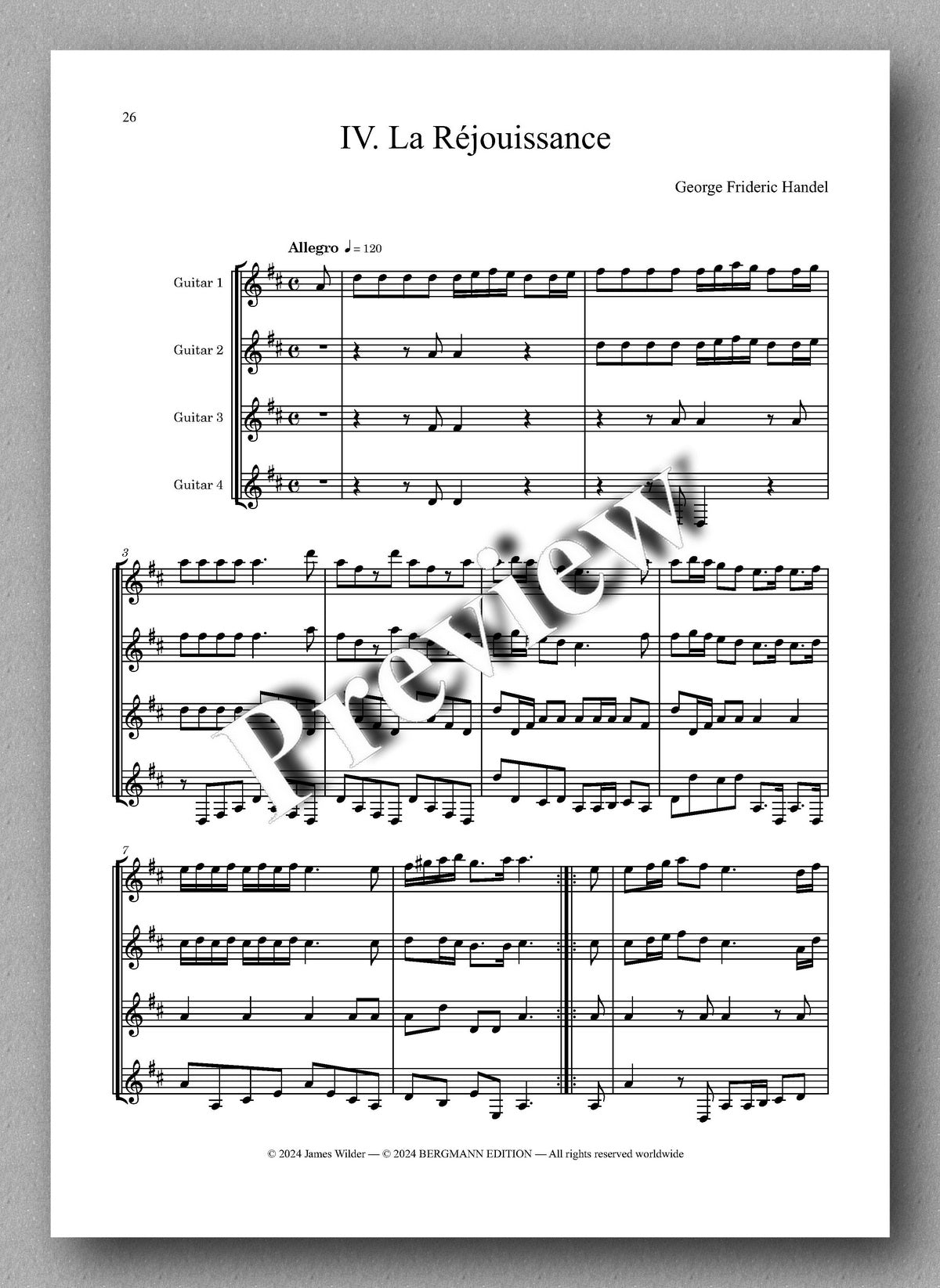 George Frideric Handel, Music for the Royal Fireworks (HWV 351) - preview of the music score 4