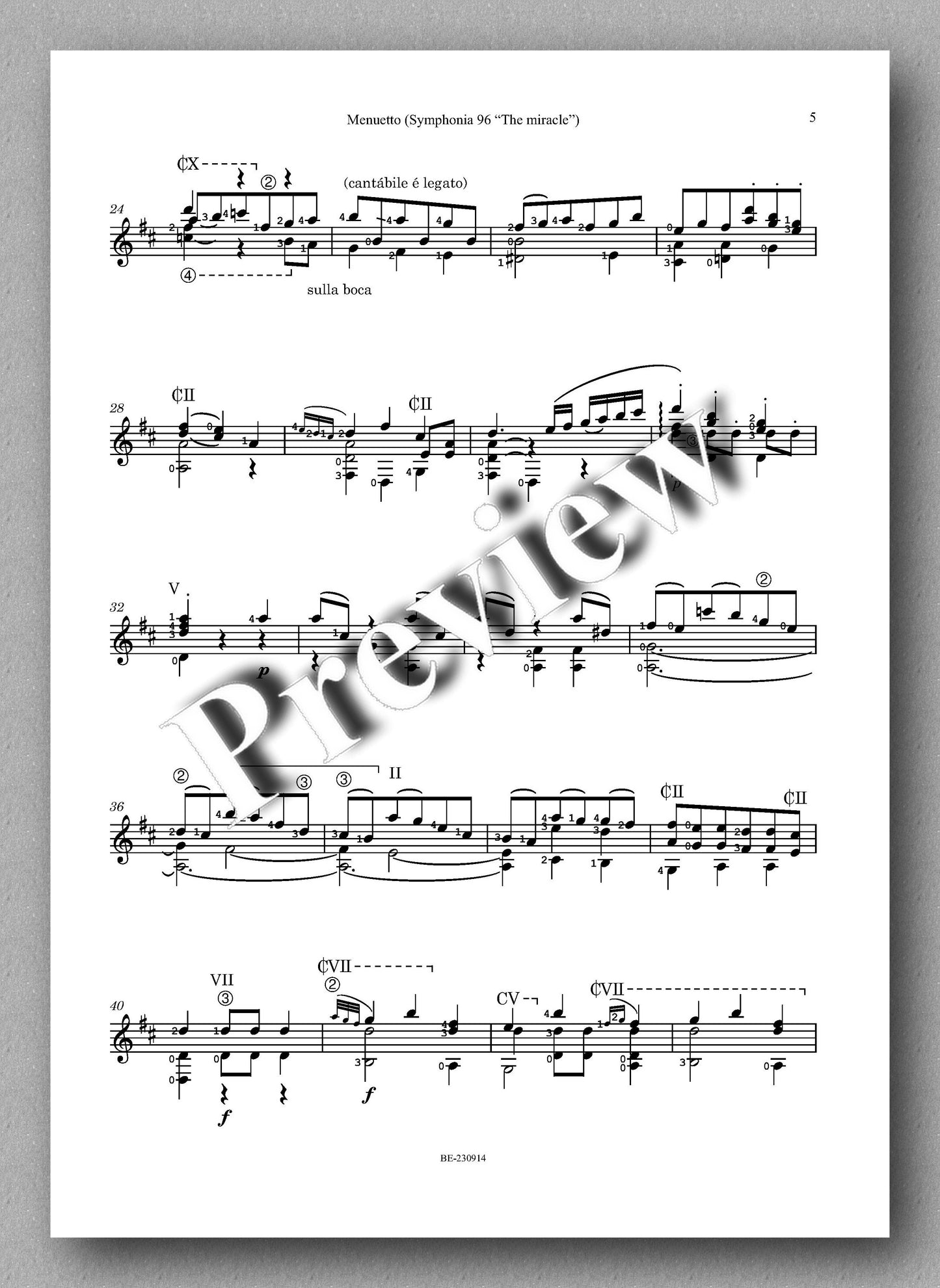 Haydn-Palacios, Menuetto - preview of the music score 2